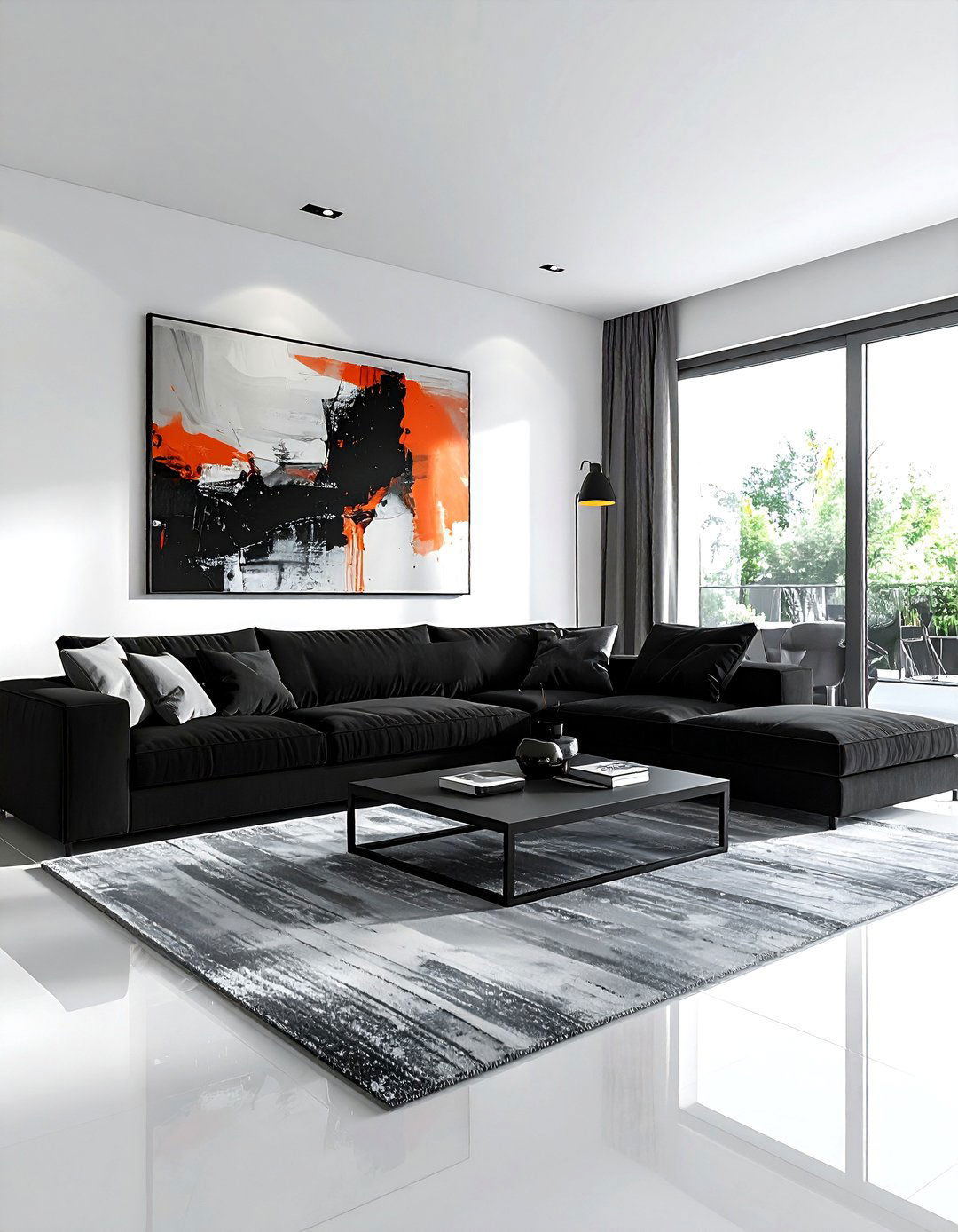 Contemporary Black Sectional Living Room - 30 black living room furniture ideas