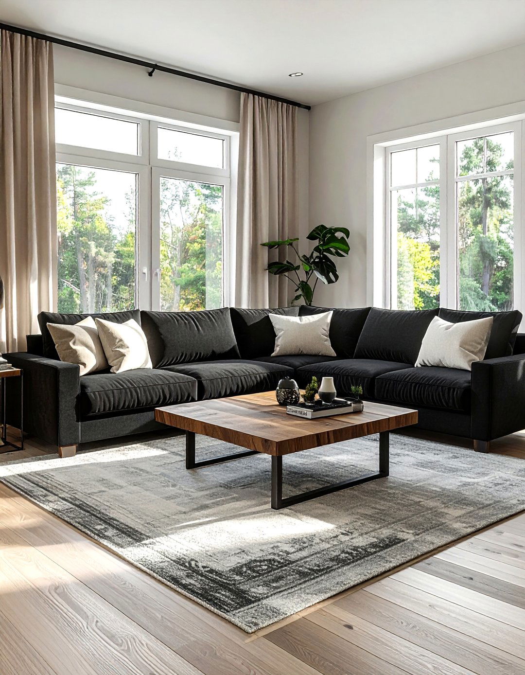 Contemporary Black Sectional - 30 contemporary black living room ideas