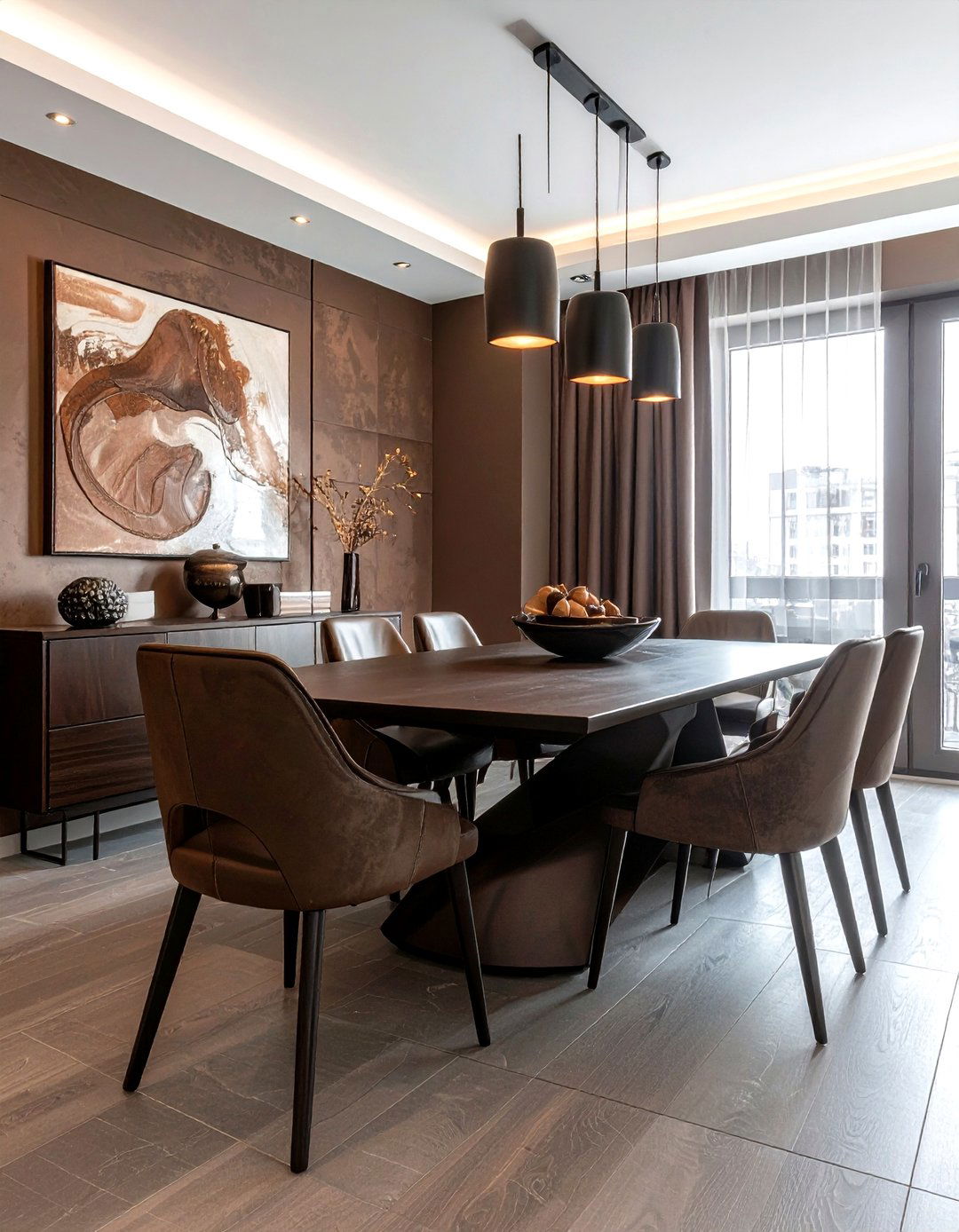 Contemporary Brown Dining Room - 30 chocolate dining room ideas