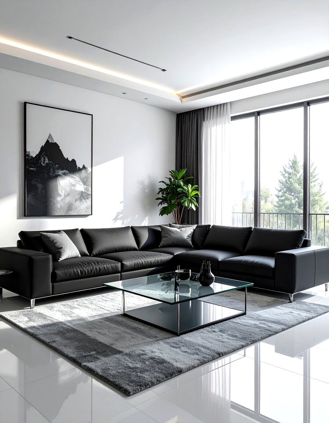 Contemporary Charcoal And Glass - 30 gray living room furniture ideas