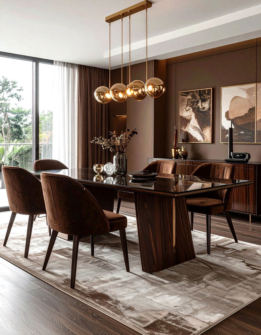 Contemporary Chocolate Brown Dining Room - 30 warm brown dining room ideas