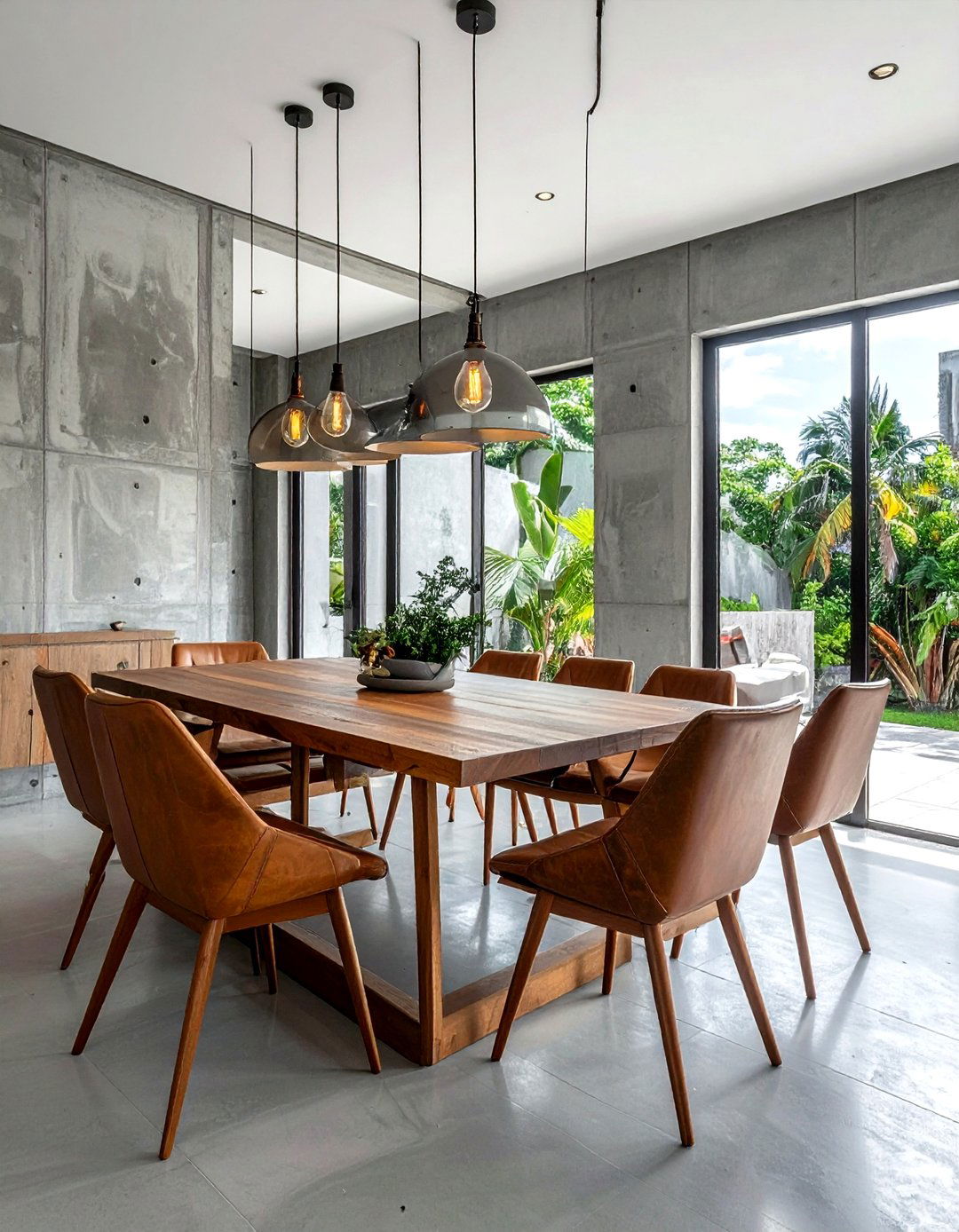 Contemporary Concrete Dining Area - 30 Brazilian dining room ideas