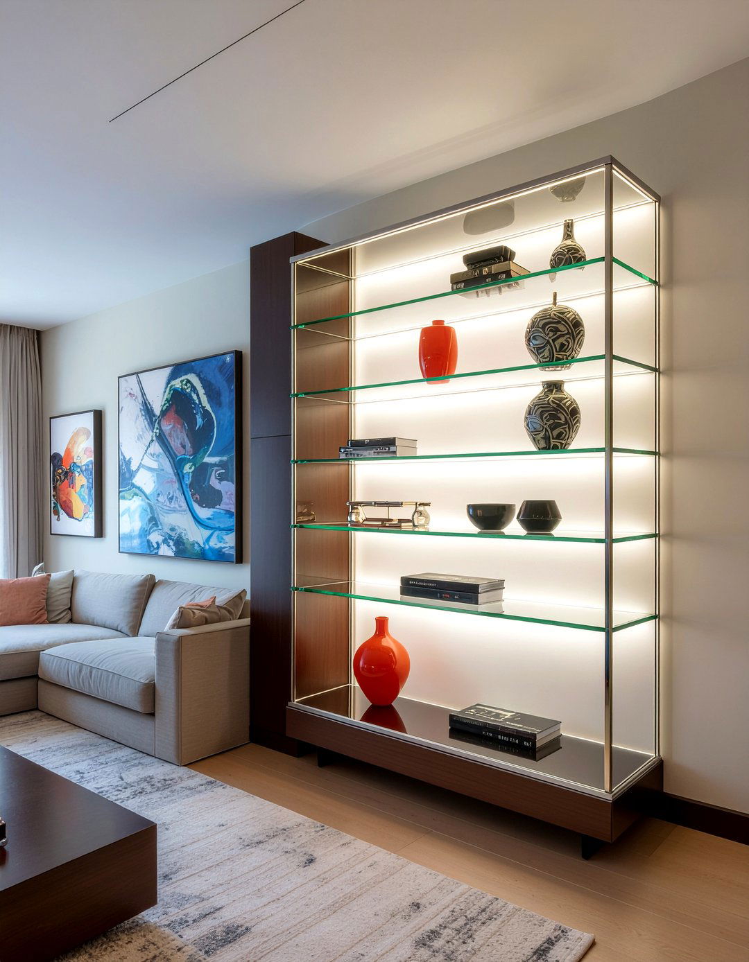 Contemporary Curio With LED - 30 living room curio cabinet ideas