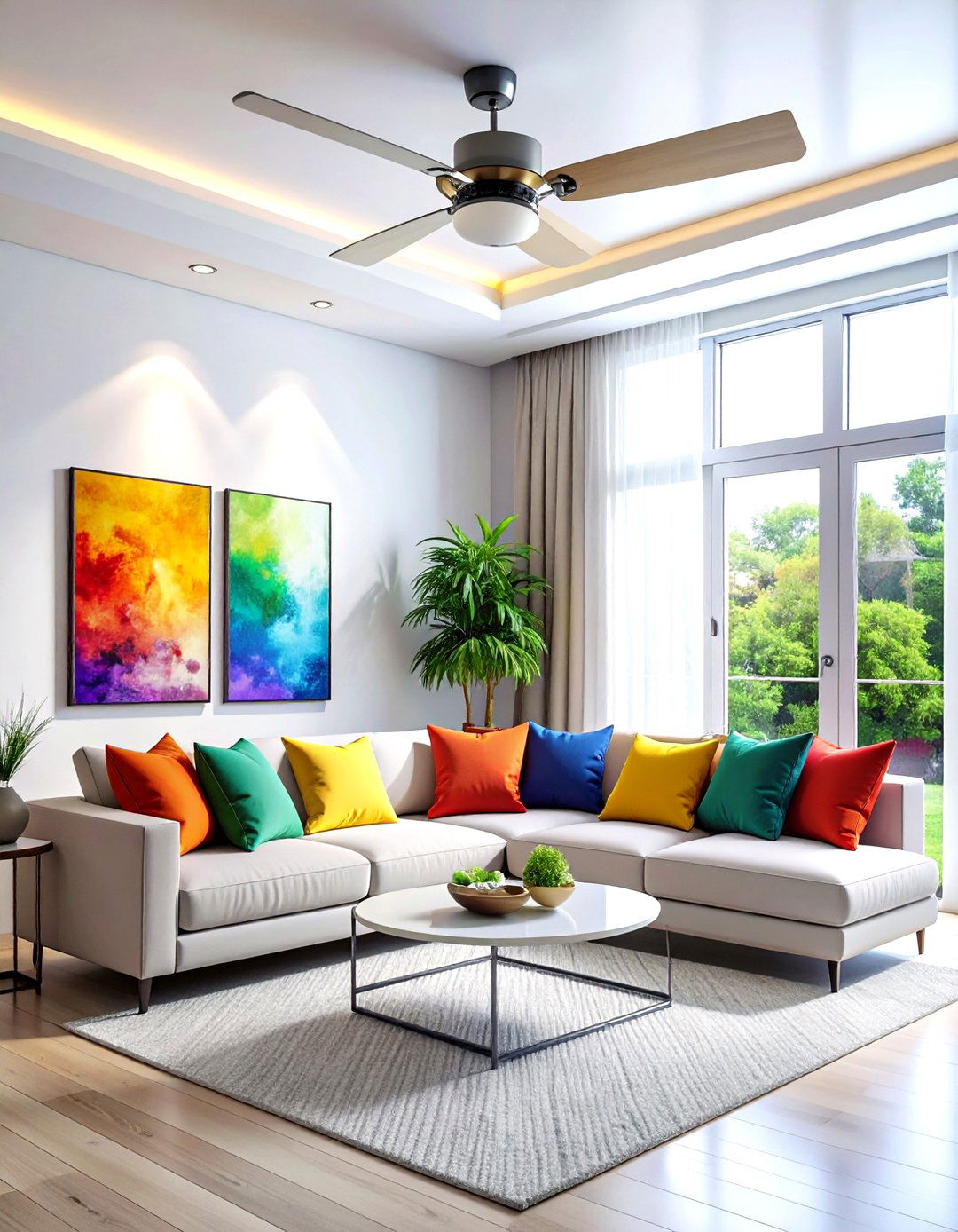 Contemporary Glass Ceiling Fan - 30 living room ceiling fans
