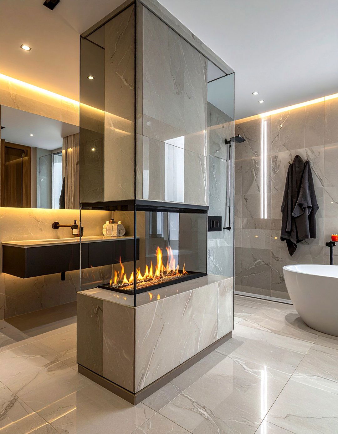 30 Luxury Bathroom With Fireplace Ideas for a Cozy Retreat