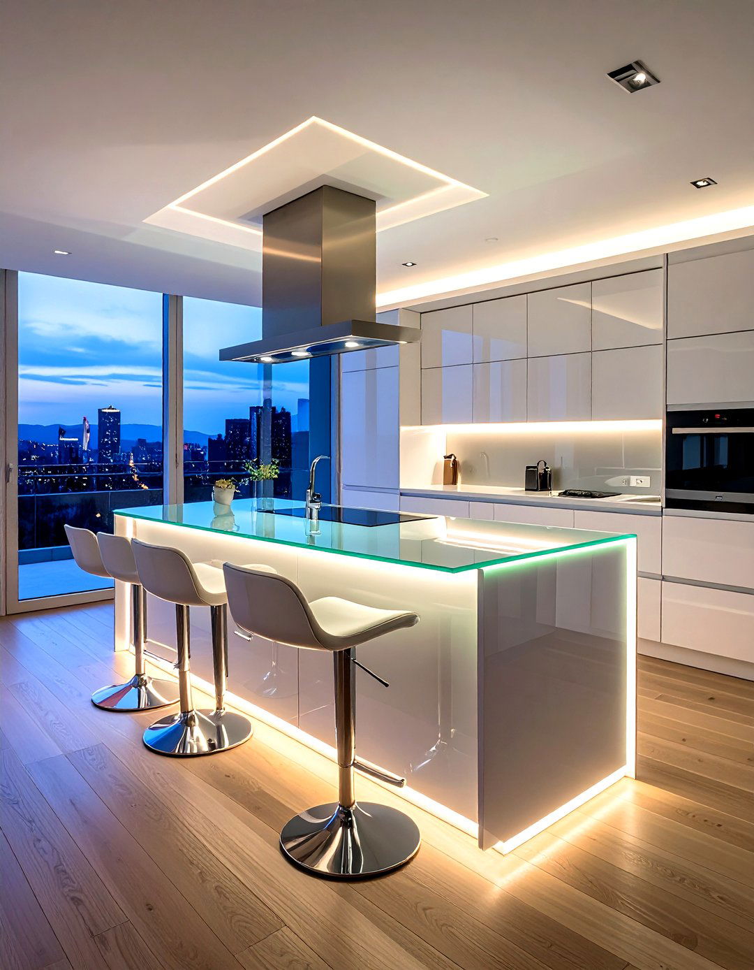 Contemporary Glass Kitchen Island - 30 kitchen island with seating ideas