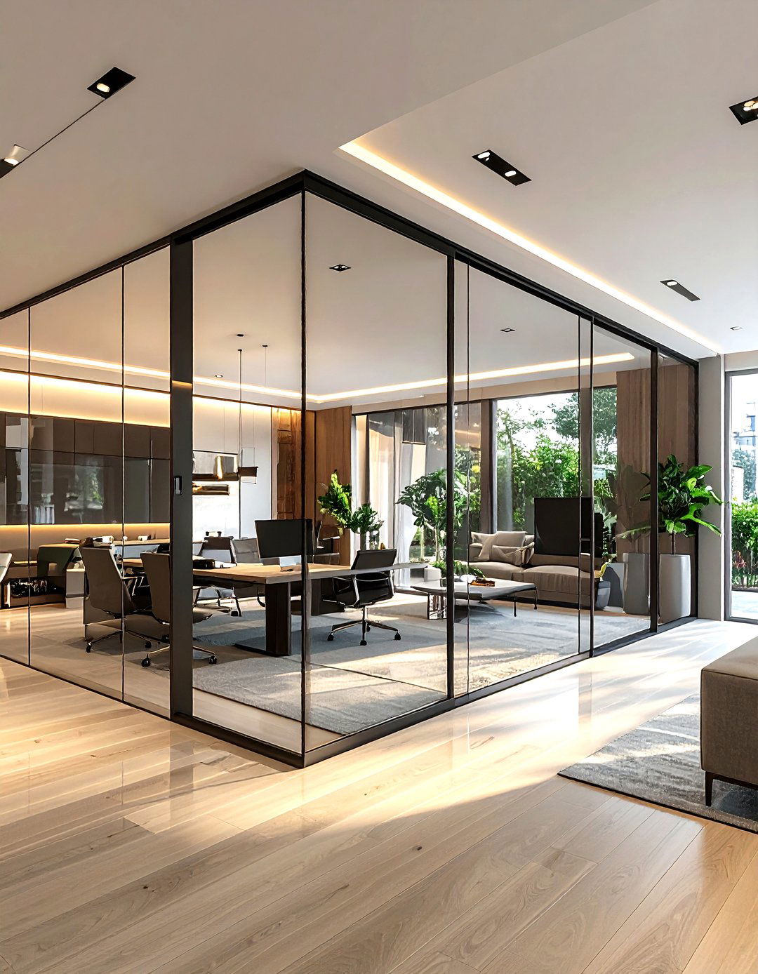 Contemporary Glass Partition - 30 living room door ideas