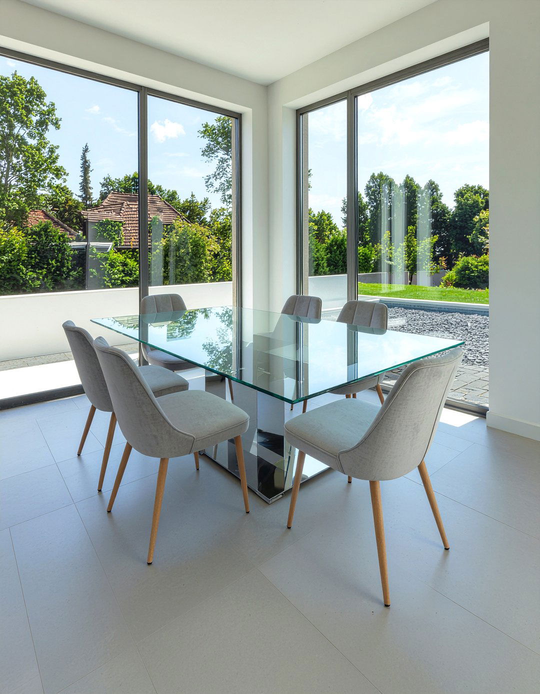 Contemporary Glass Table - 30 bay window dining ideas