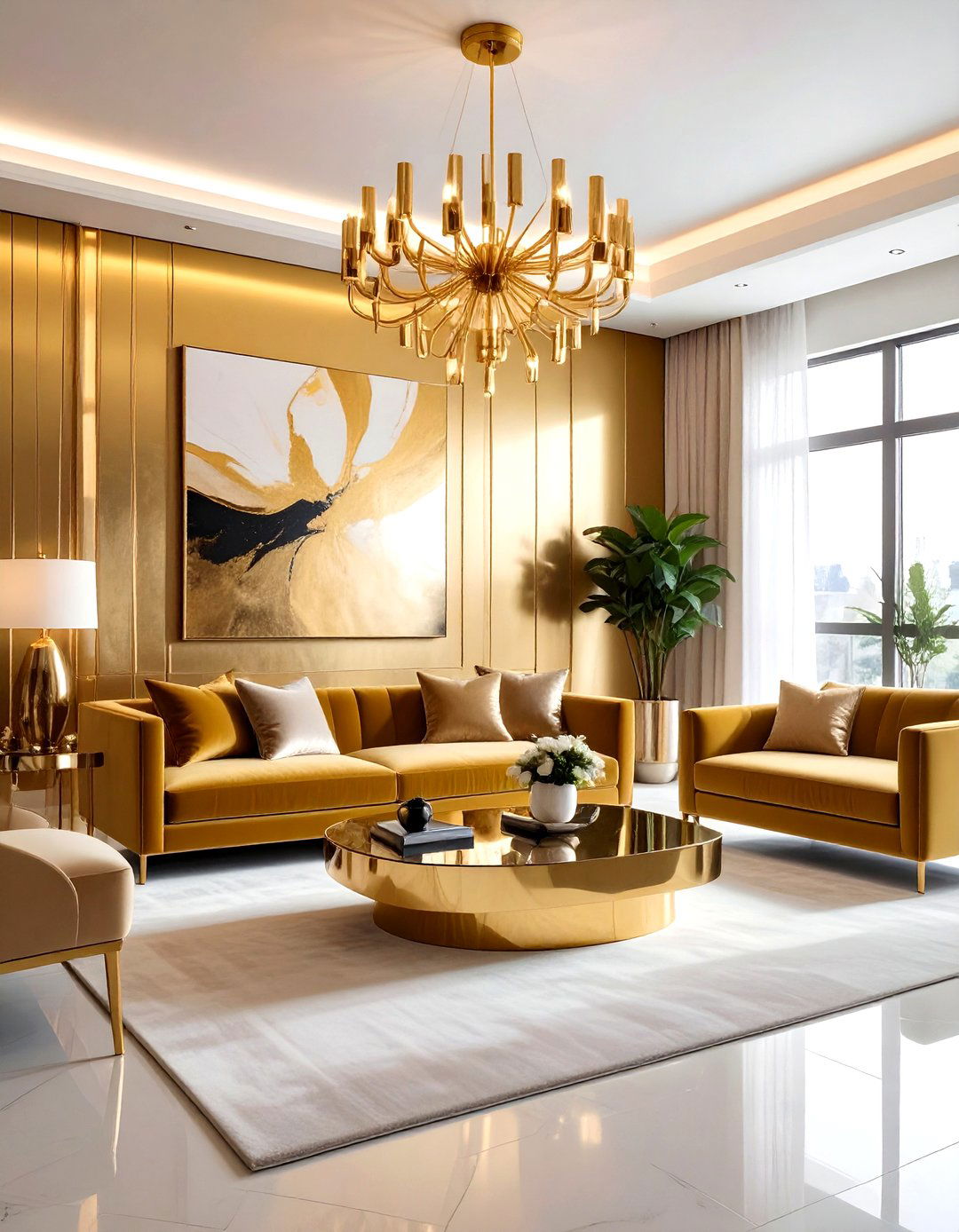 Contemporary Gold Living Room - 30 gold living room ideas