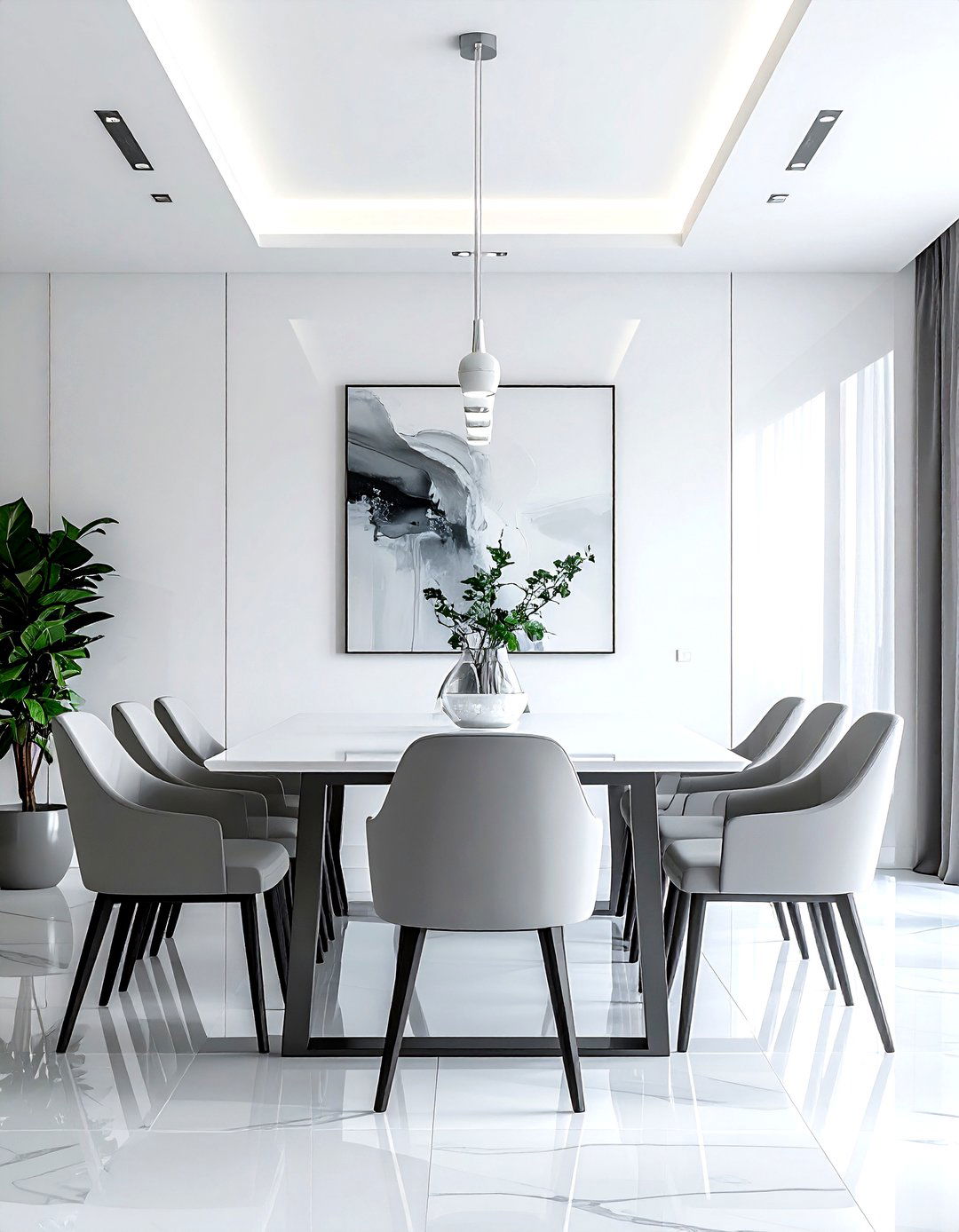 Contemporary Gray And White Dining Room - 30 gray and white dining room ideas
