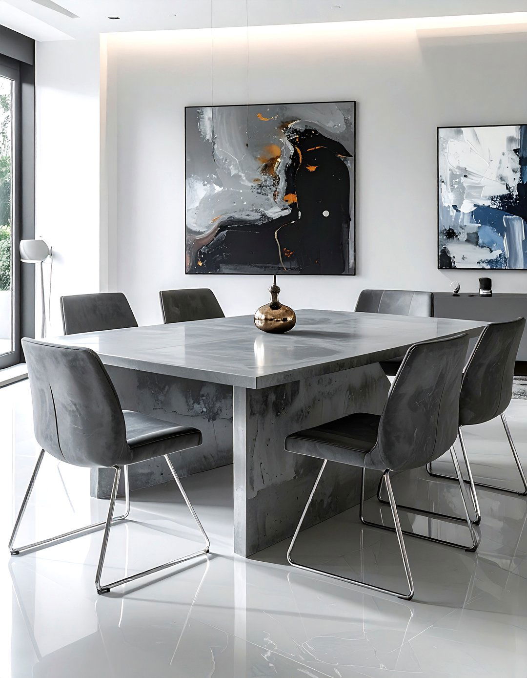 Contemporary Gray Concrete Table - 30 concrete dining table ideas