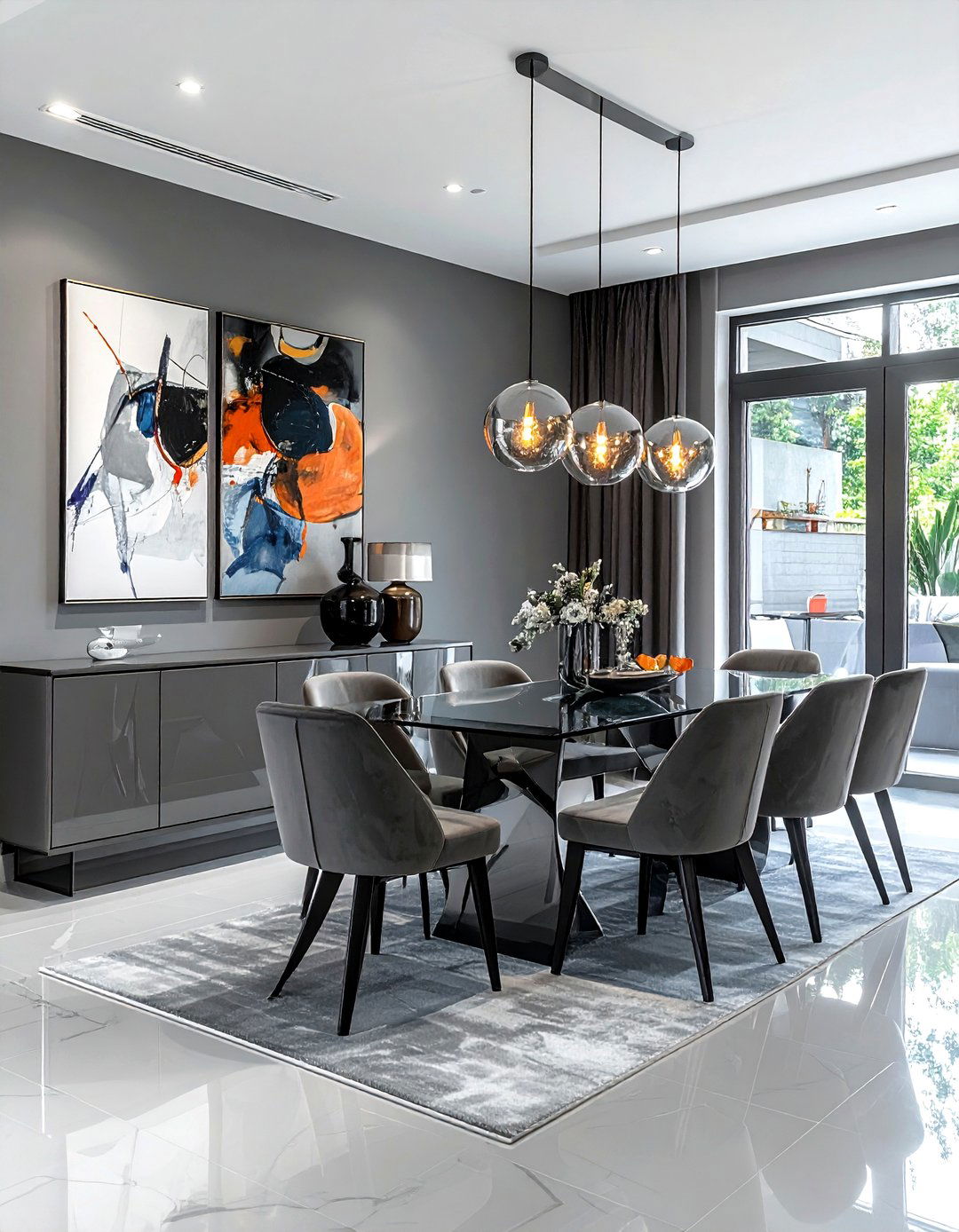Contemporary Gray Dining Room - 30 gray dining room decor ideas
