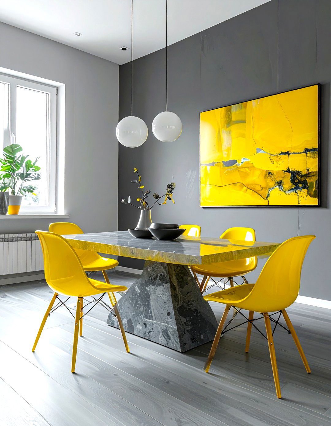 Contemporary Gray Yellow Dining Room - 30 gray yellow dining room ideas