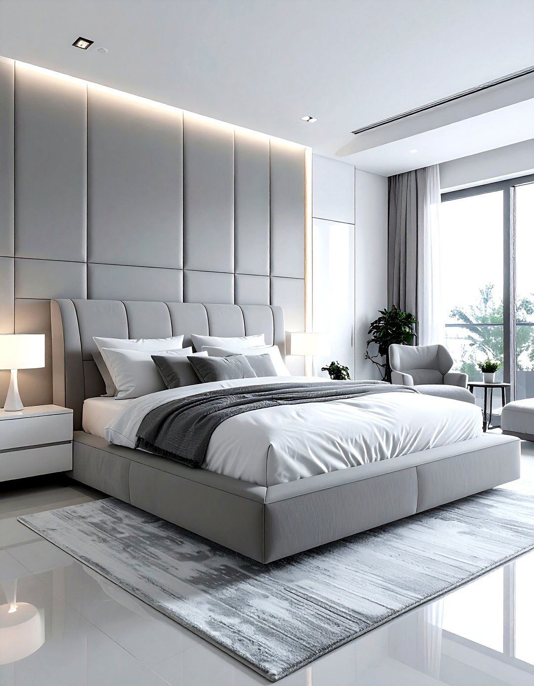 Contemporary Grey White Bedroom - 30 grey and white bedroom ideas