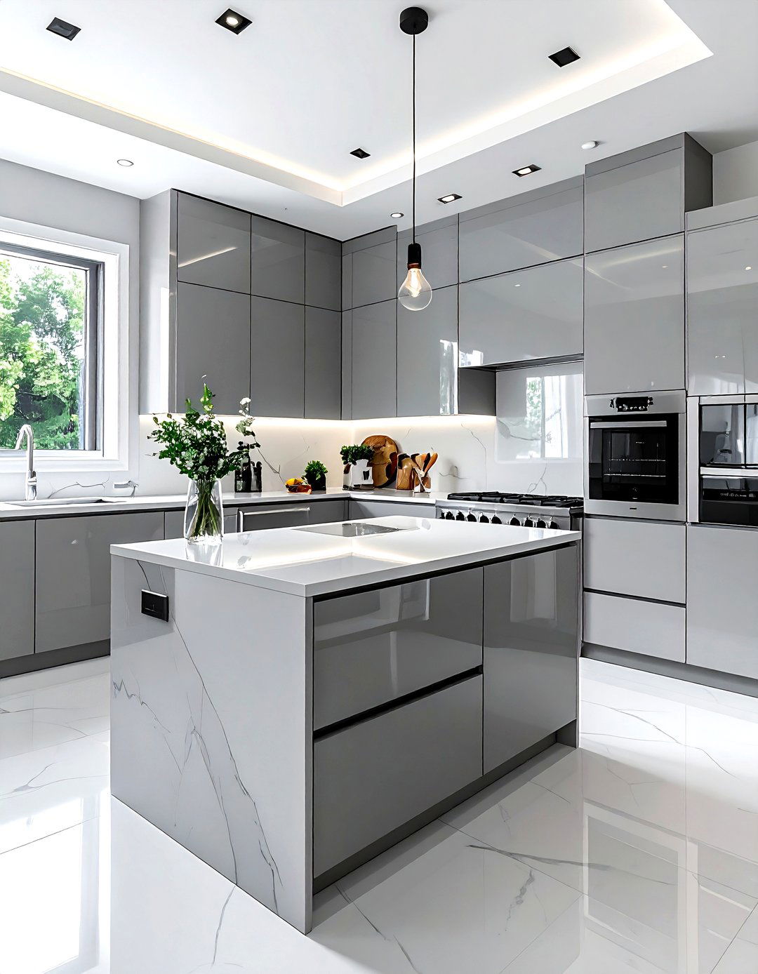 Contemporary Grey White Kitchen - 30 grey and white kitchen ideas
