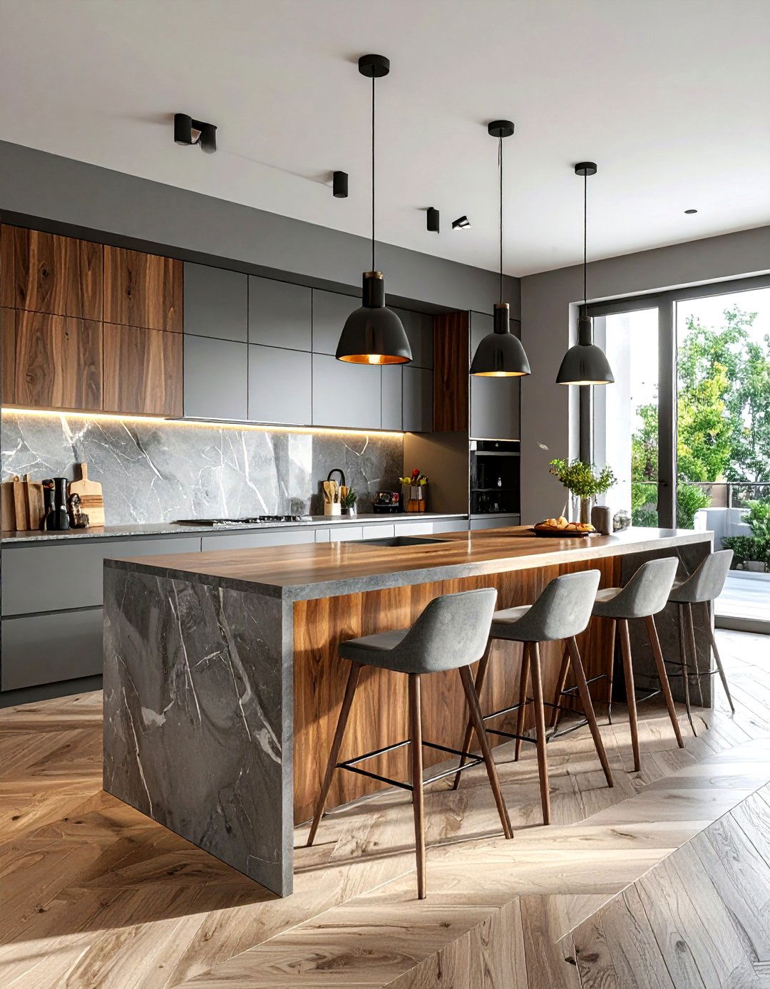 Contemporary Kitchen With Breakfast Bar - 30 comfortable kitchen ideas