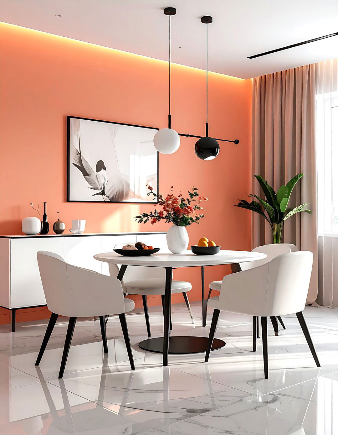Contemporary Peach Dining Room - 30 sunset dining room ideas