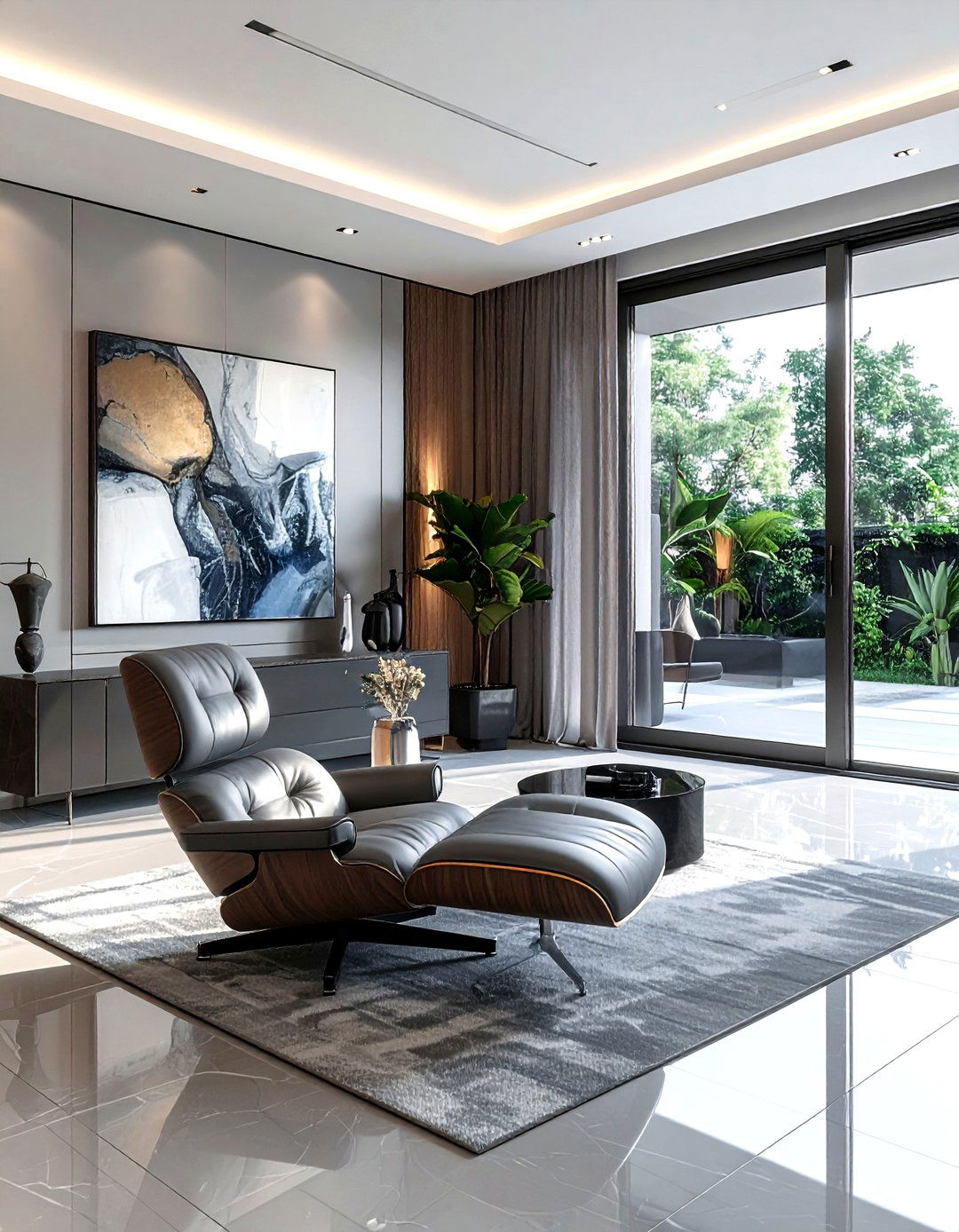 Contemporary Pivot Entry - 30 living room patio doors