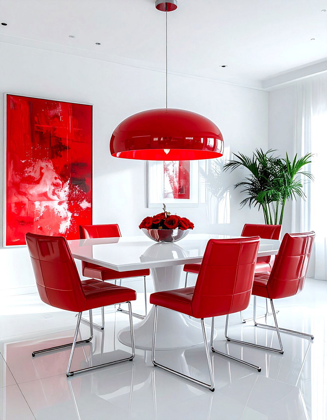 Contemporary Red White Dining Room Layout - 30 red and white dining room ideas