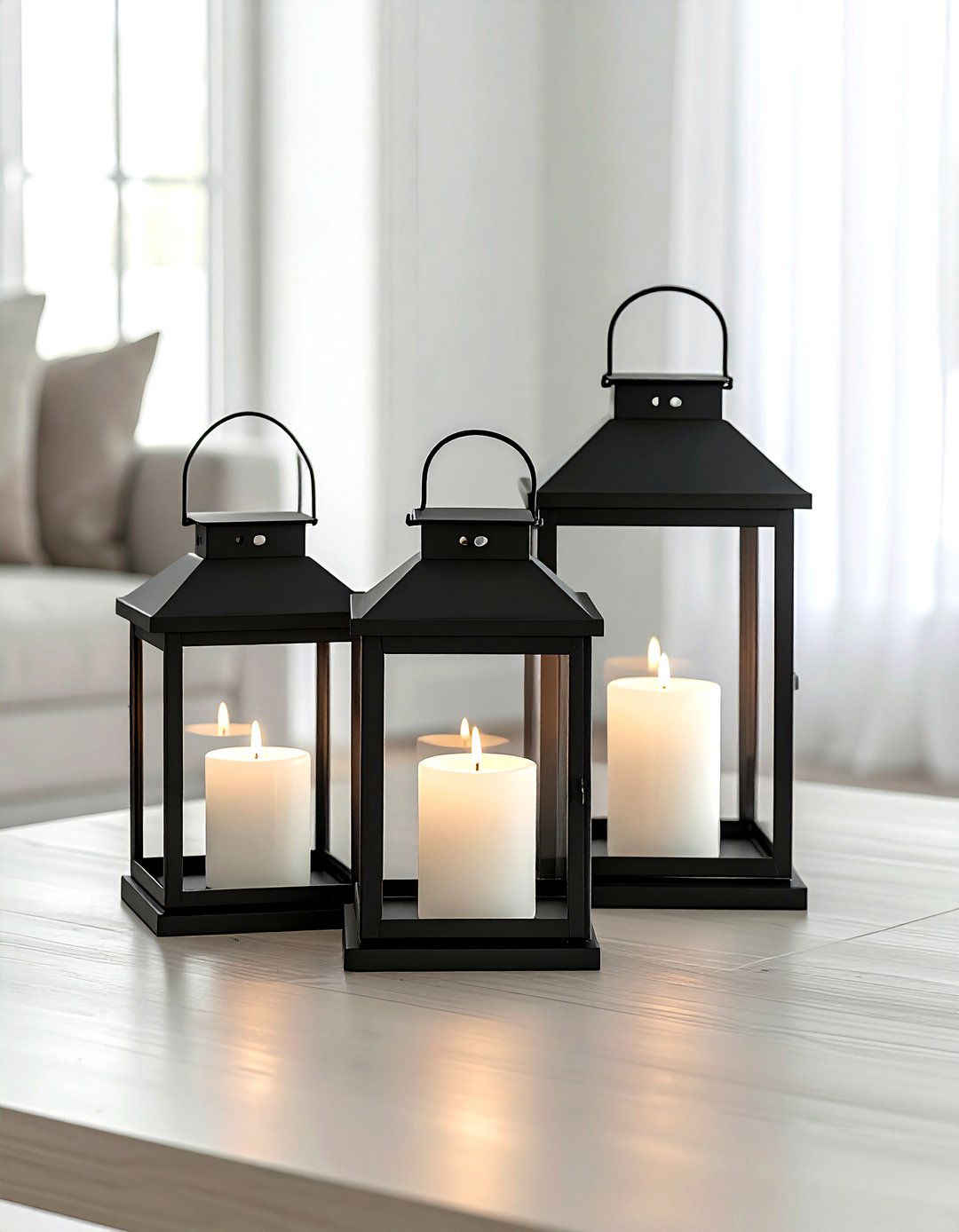Contemporary Square Lantern Trio - 30 lantern centerpiece dining ideas