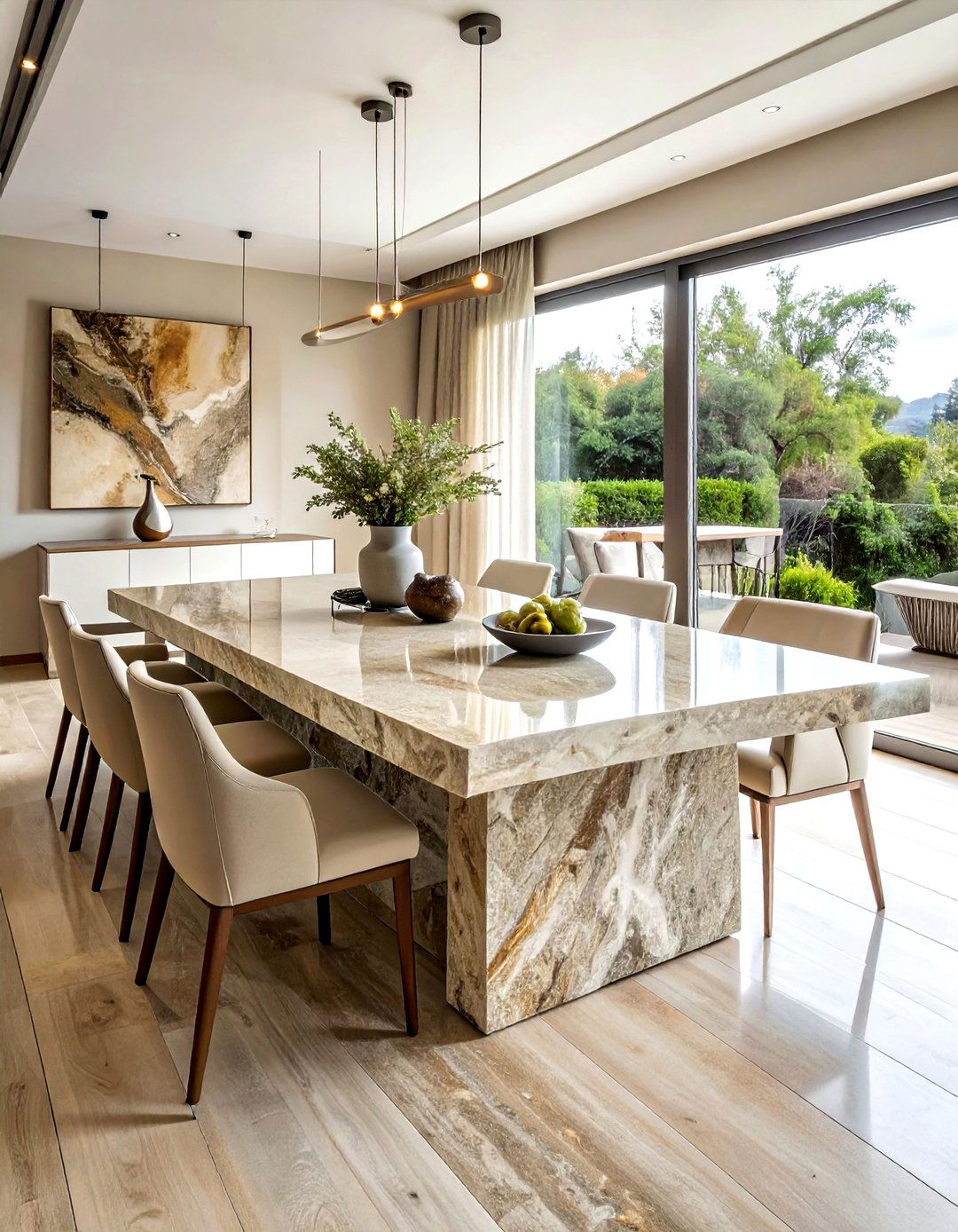 Contemporary Stone Dining Table - 30 large dining table ideas