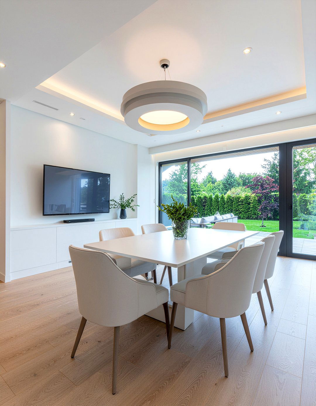 Contemporary White Ceiling Medallion - 30 dining room ceiling medallion ideas