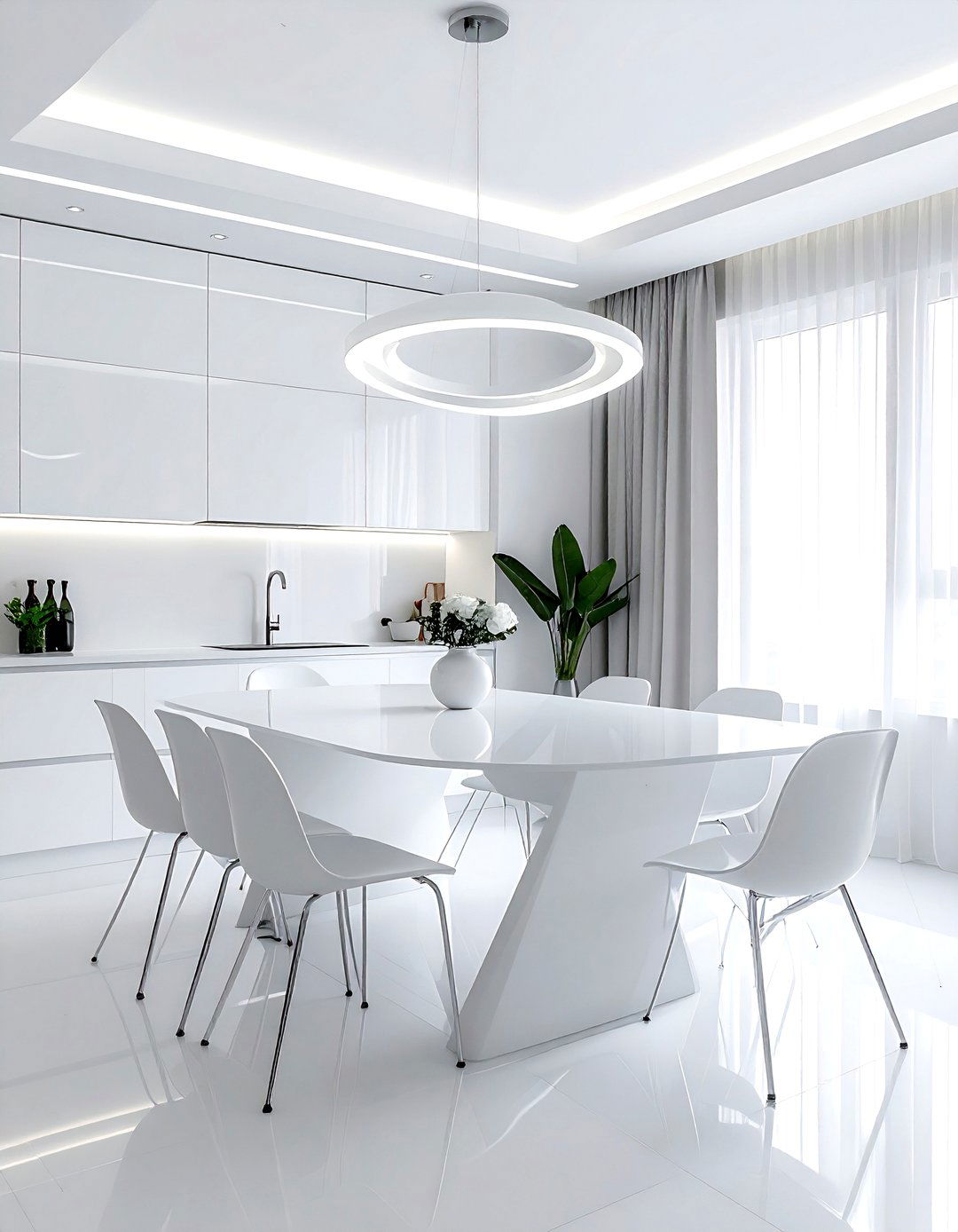 Contemporary White Dining Room - 30 all white dining room ideas