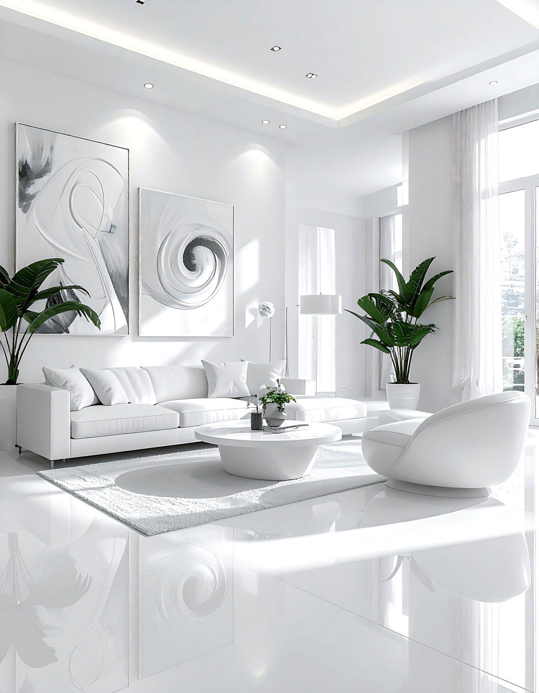 Contemporary White Living Room - 30 bright white living room ideas