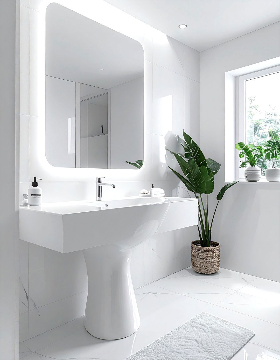 Contemporary White Powder Room - 30 white and white bathroom ideas