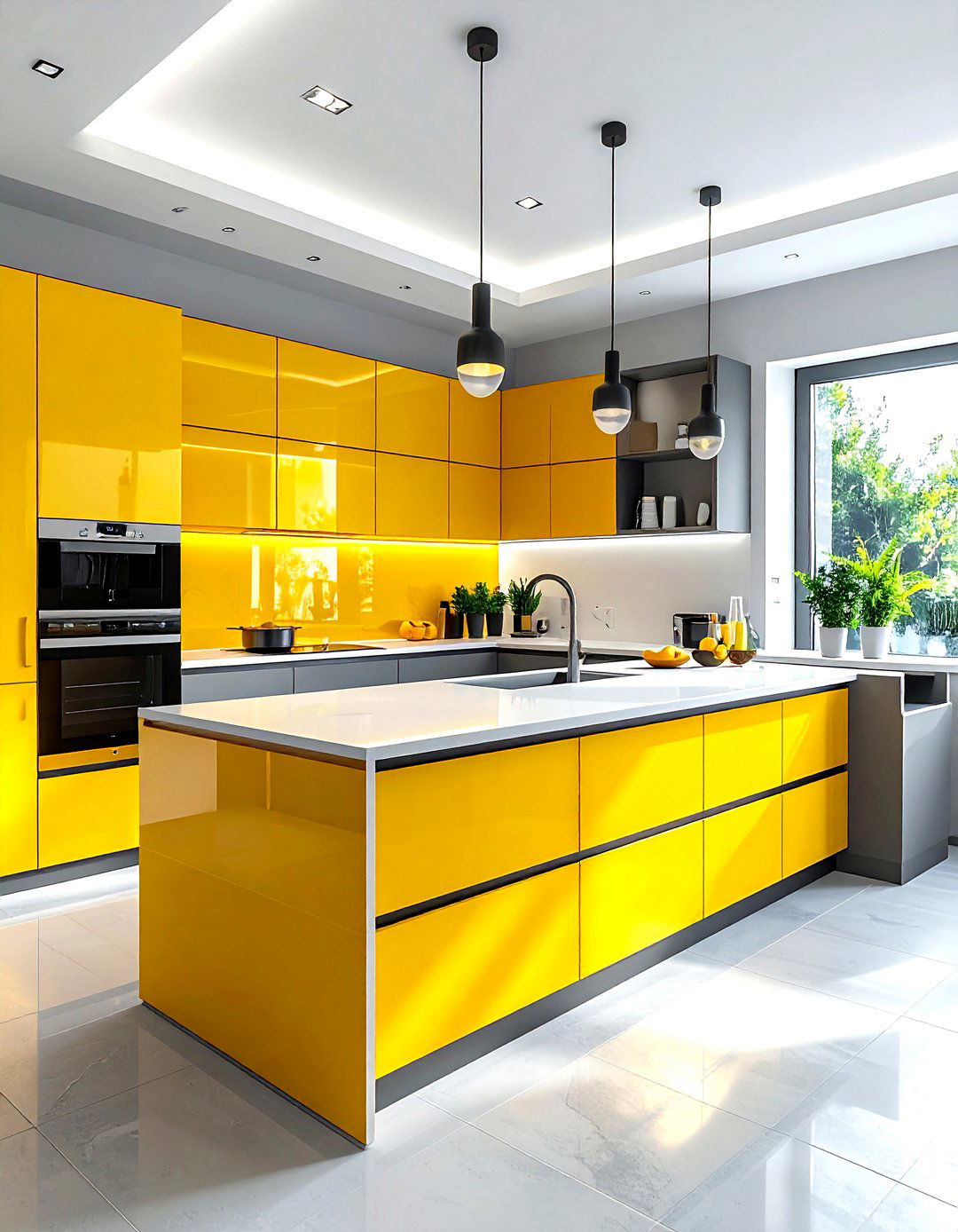 Contemporary Yellow Gray Kitchen - 30 gray yellow kitchen ideas