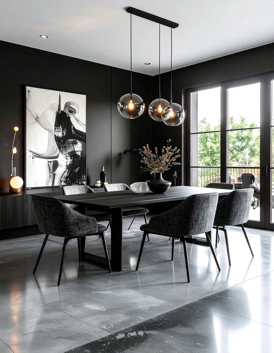 Contemporary black dining room - 30 dark black dining room ideas