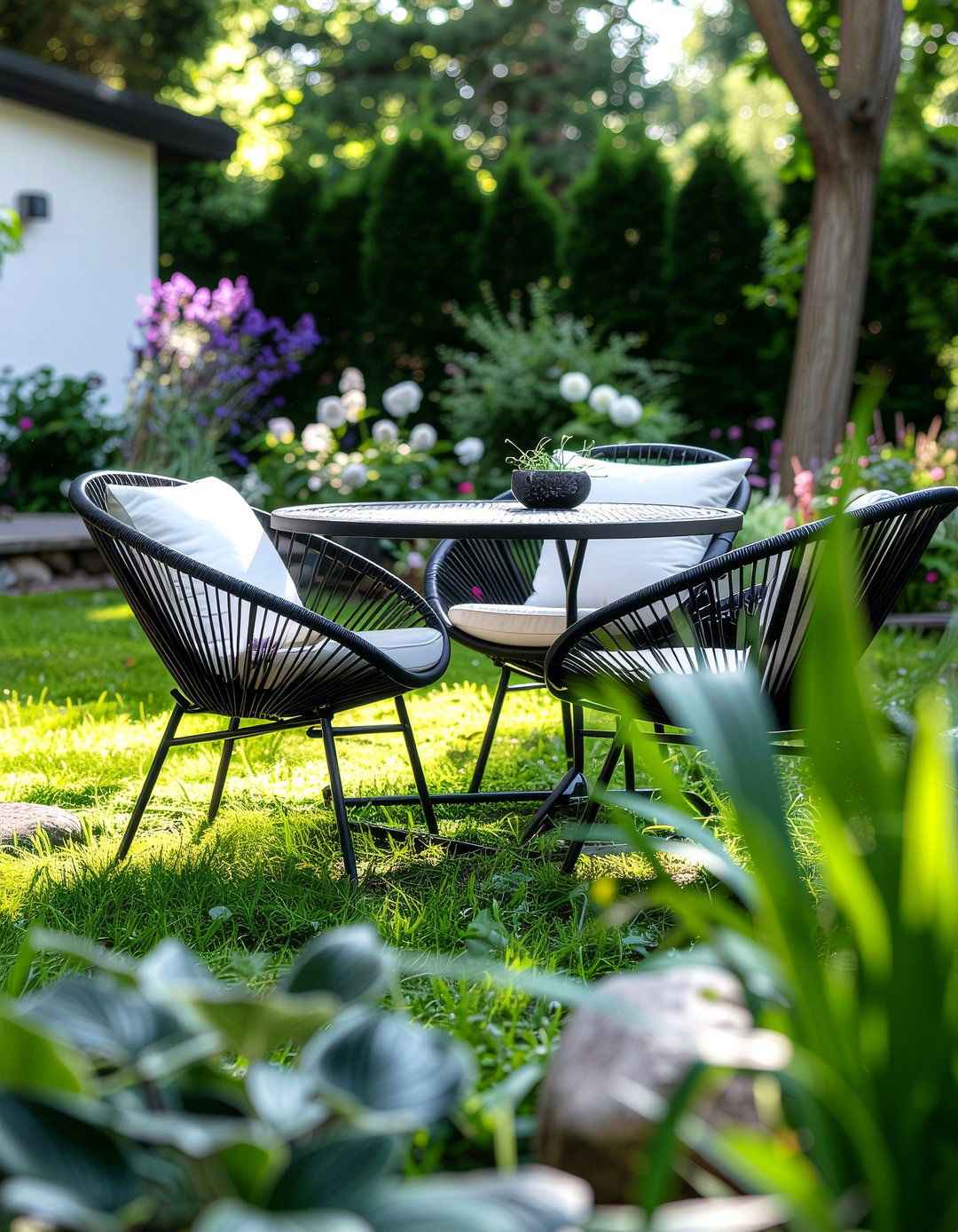 Contemporary black garden furniture - 30 garden dining ideas
