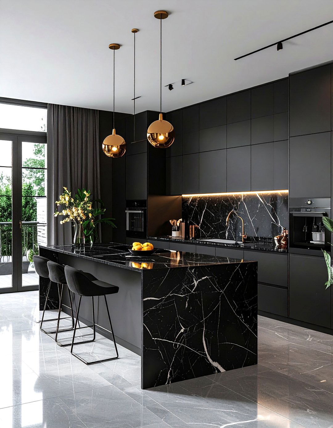 Contemporary black kitchen - 30 spacious kitchen ideas