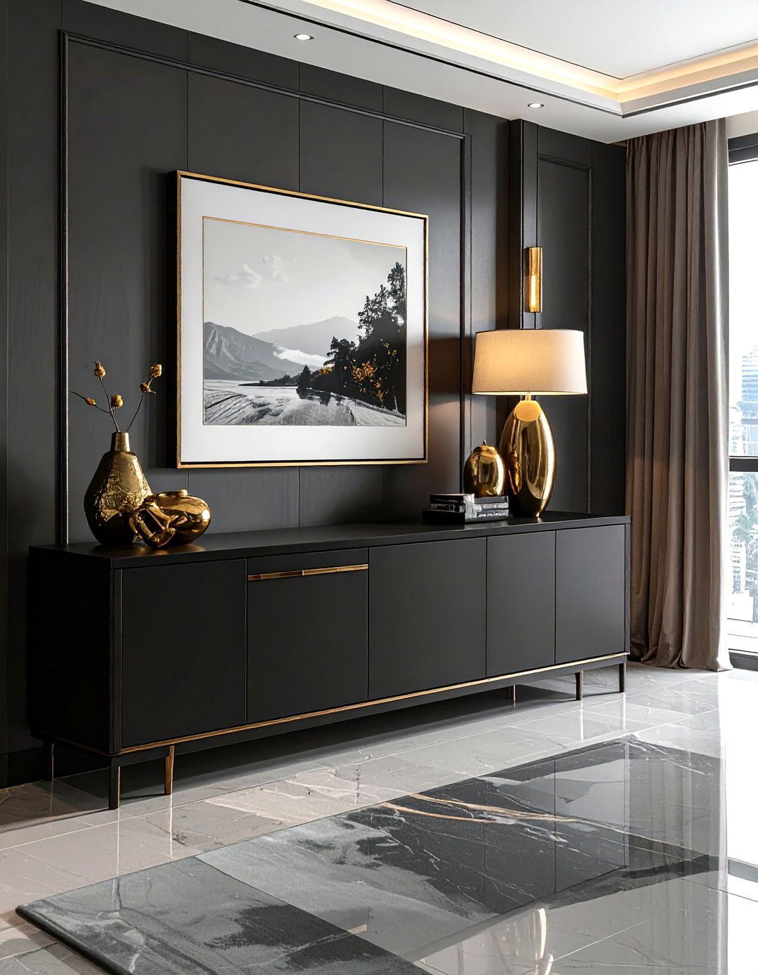 Contemporary black sideboard - 30 black dining room furniture ideas
