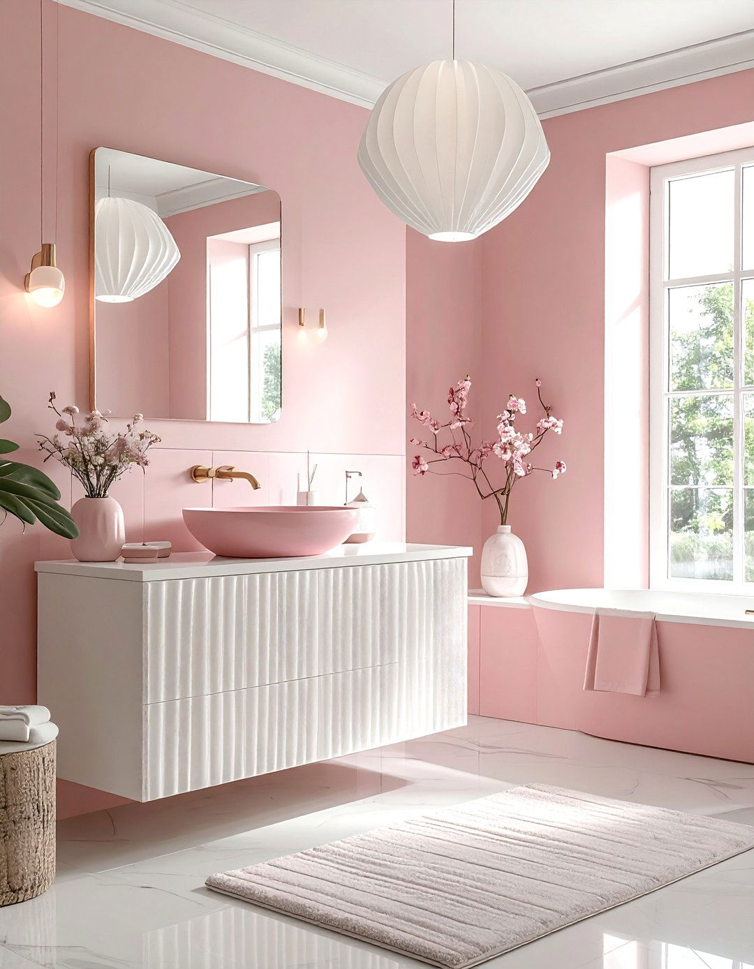 Contemporary blush bathroom - 30 blush and white bathroom ideas