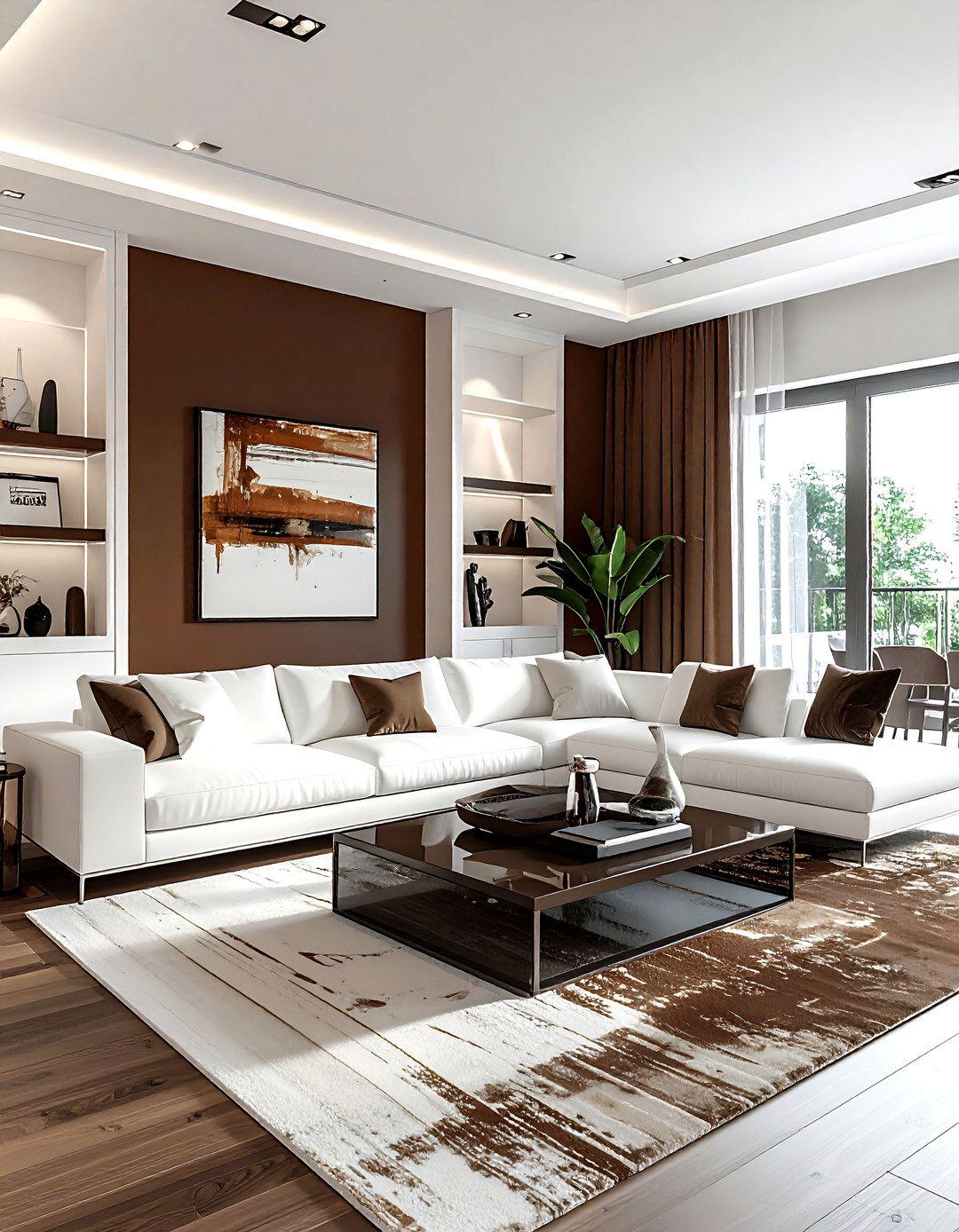 Contemporary brown and white living room - 30 brown and white living room ideas