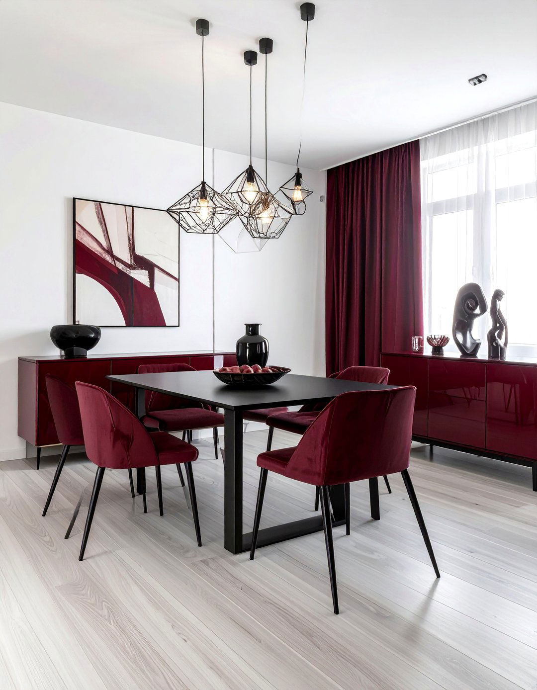 Contemporary burgundy dining room - 30 burgundy dining room ideas