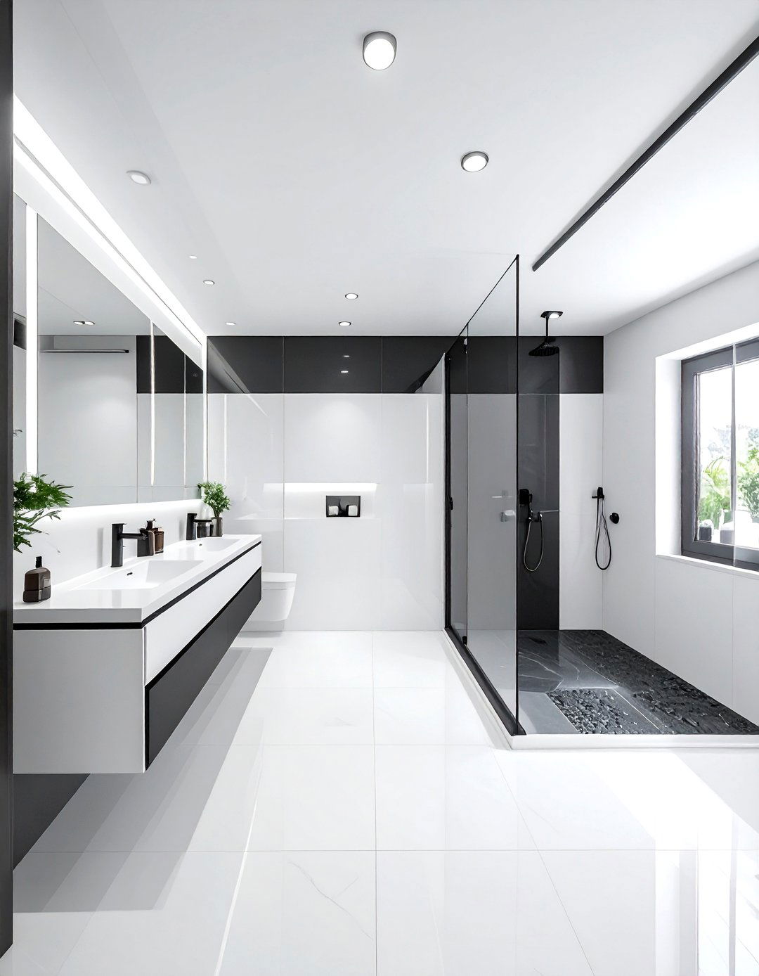 Contemporary charcoal white ensuite - 30 charcoal and white bathroom ideas