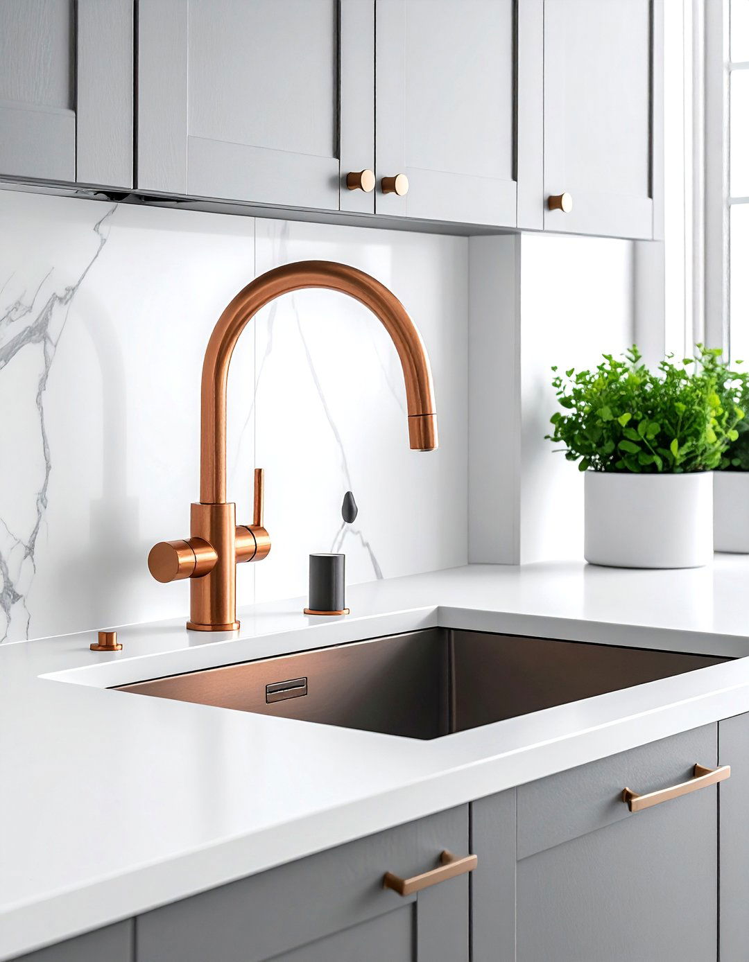Contemporary copper faucet with side sprayer - 30 copper kitchen faucet ideas