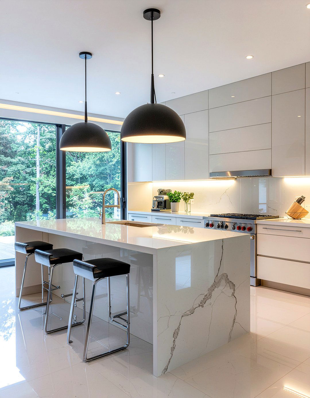 Contemporary cream kitchen lighting - 30 cream kitchen ideas