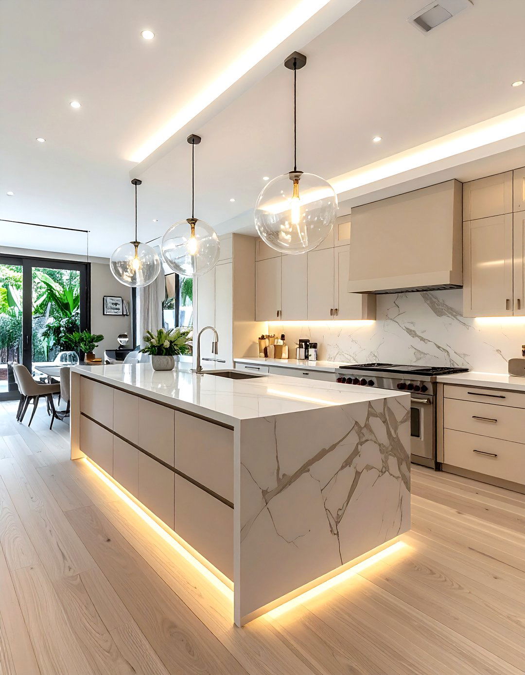 Contemporary cream kitchen lighting - 30 cream kitchen design ideas