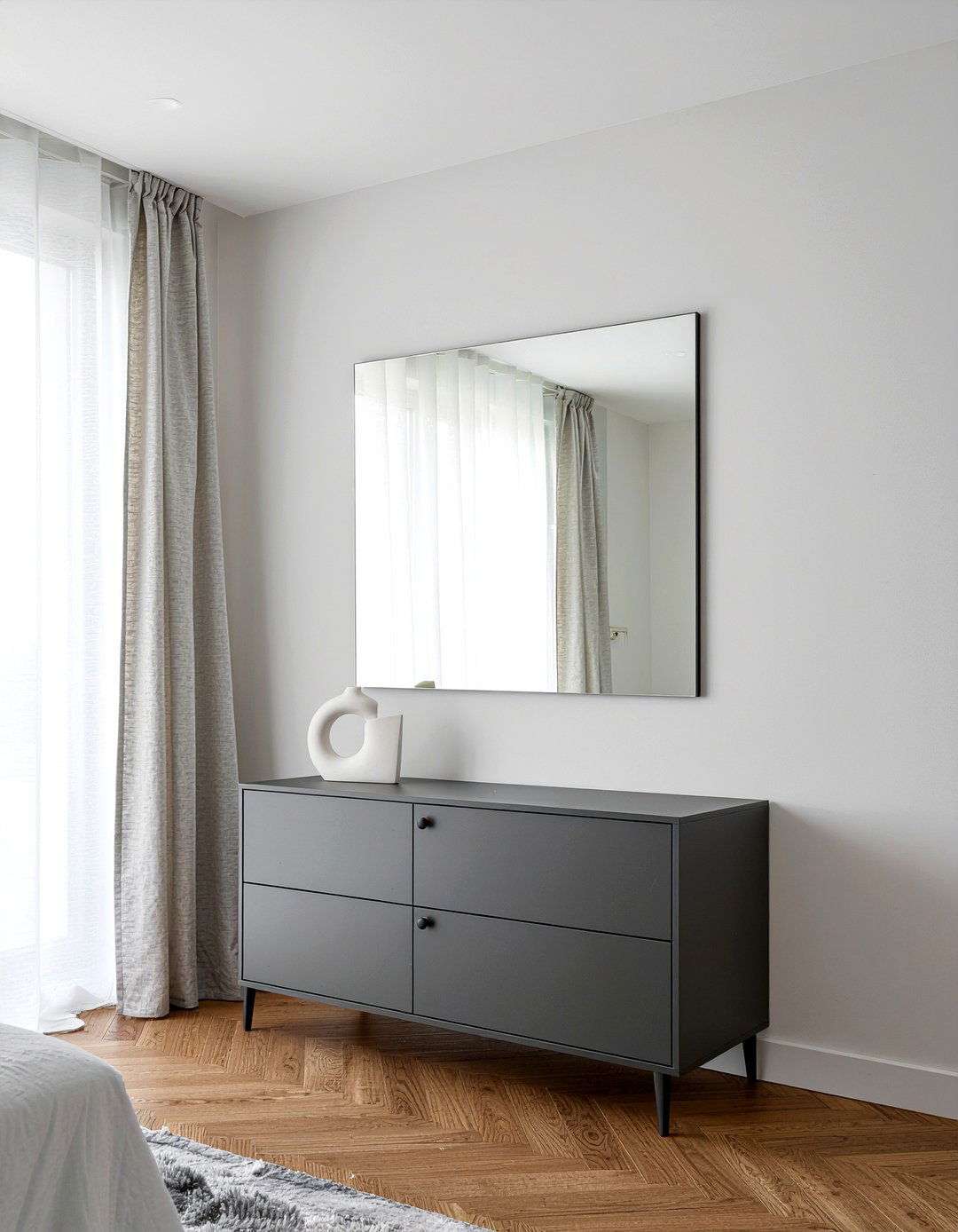 Contemporary dresser with square mirror - 30 bedroom dresser with mirror ideas