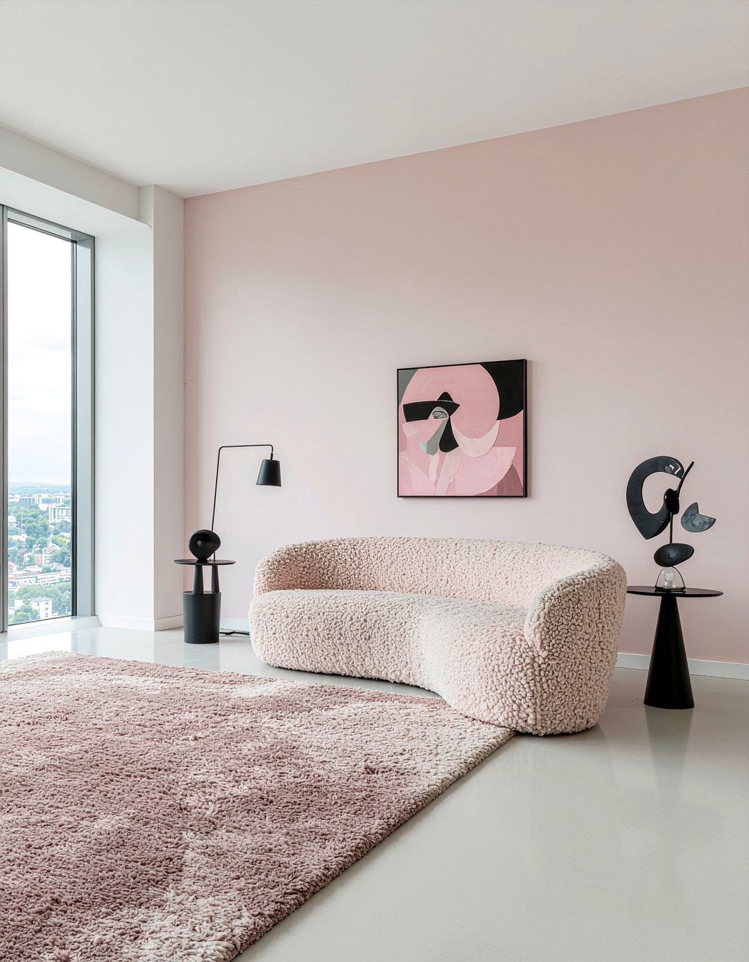 Contemporary dusty pink living room - 30 living room dusty pink walls