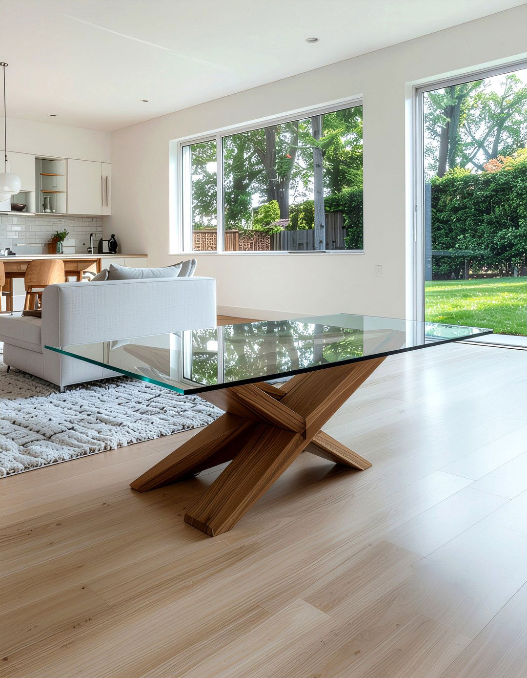 Contemporary glass and oak table - 30 oak dining table ideas