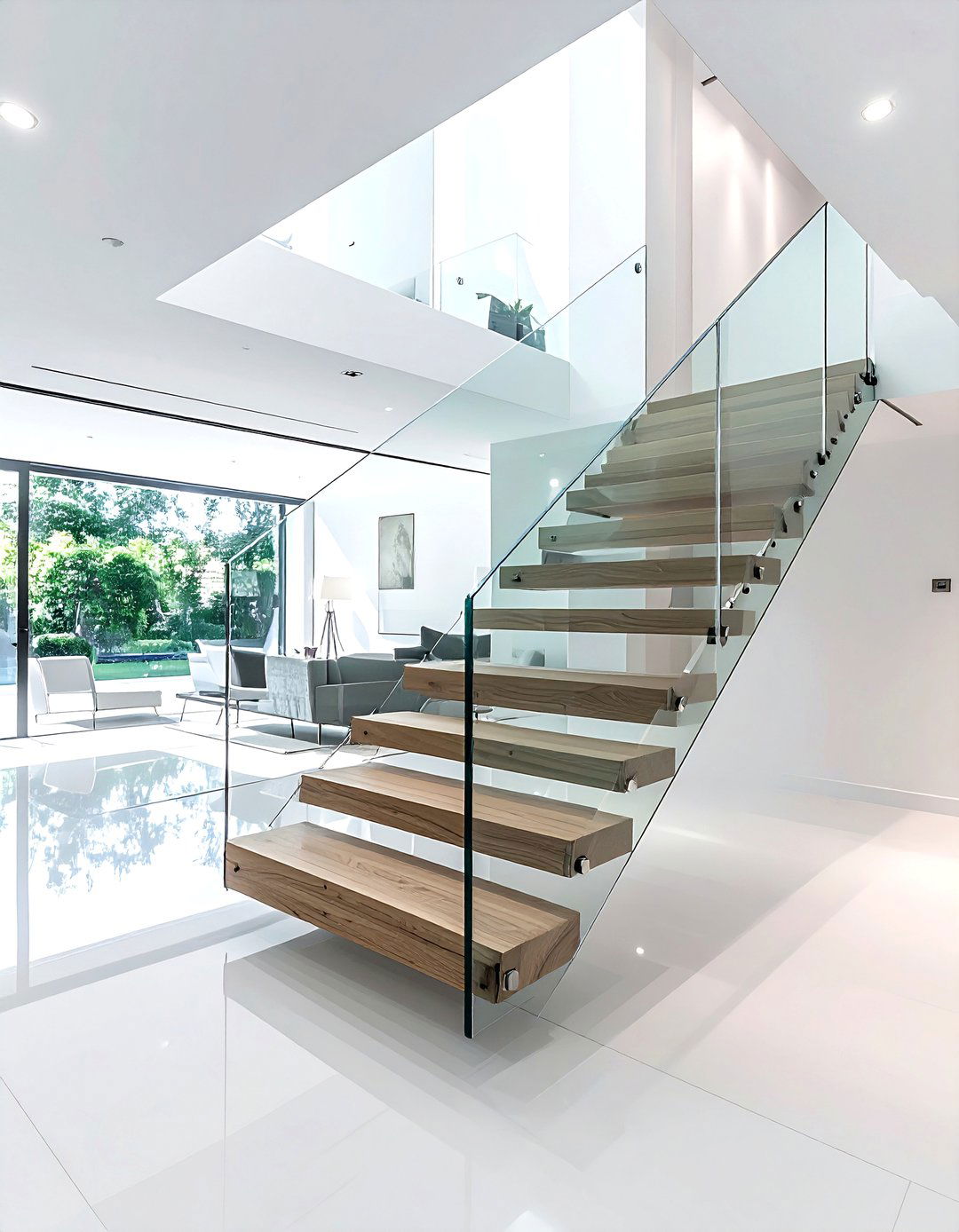 Contemporary glass standoffs - 30 stair railing ideas
