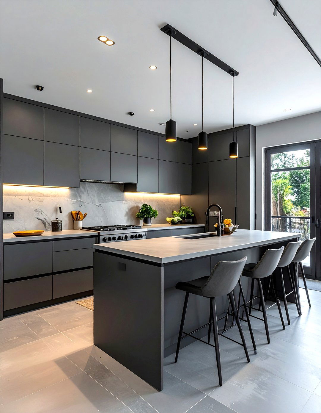 Contemporary gray G shaped kitchen - 30 G-shaped kitchen ideas