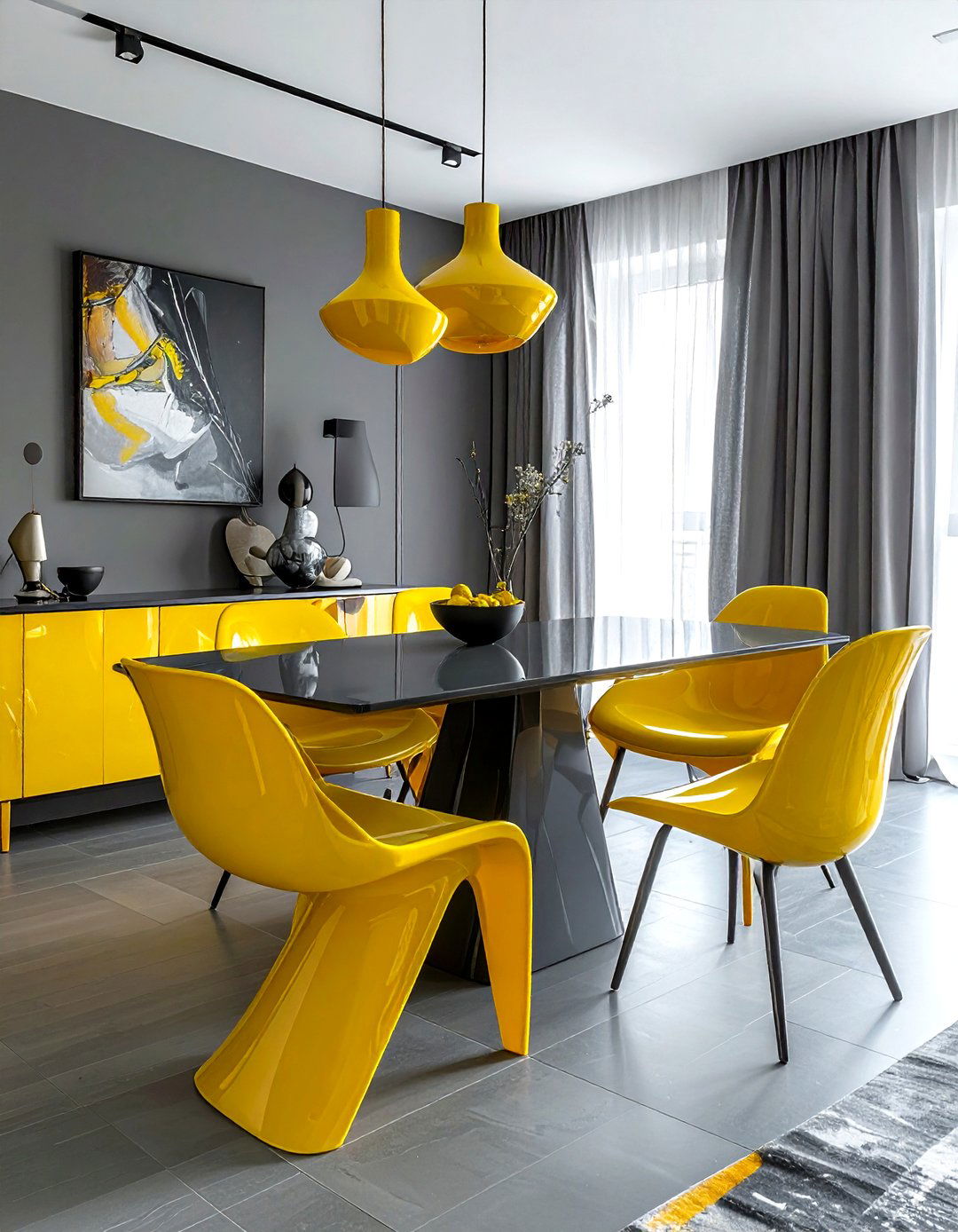Contemporary gray yellow dining - 30 gray and yellow dining room ideas
