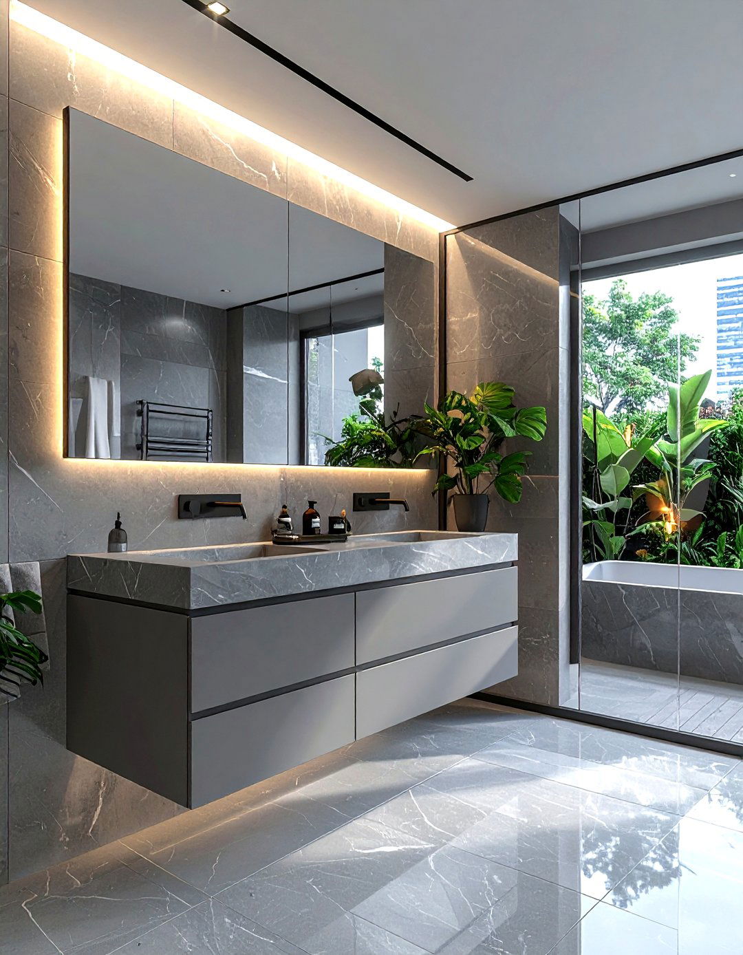 Contemporary grey bathroom - 30 grey bathroom decor ideas