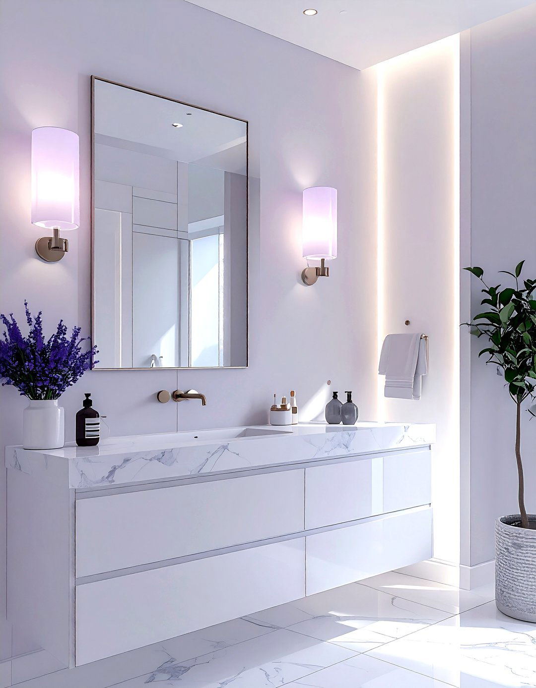 Contemporary lavender bathroom lighting - 30 lavender and white bathroom ideas