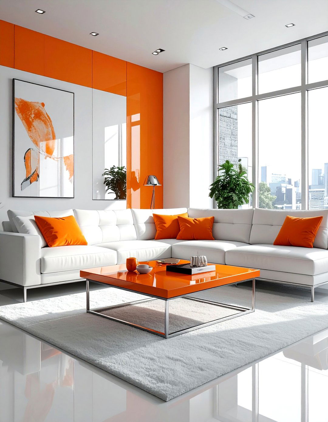 Contemporary orange and white living room - 30 orange and white living room ideas